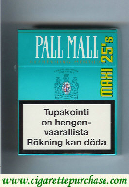 Pall Mall Refreshing Menthol Lights 25s cigarettes hard box